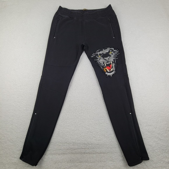 Robin's Jean Jogger Pants Mens XL Panther‎ Embroidered Streetwear Zipper Pockets - Picture 1 of 11